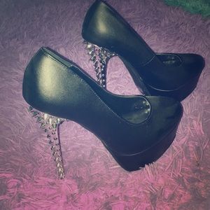 Spiked leather heels